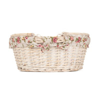 Whitewash Swing Handle Wicker Shopping Basket with Garden Rose Lining