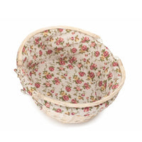 Whitewash Swing Handle Wicker Shopping Basket with Garden Rose Lining