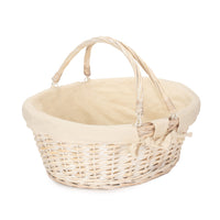 Whitewash Swing Handle Wicker Shopping Basket with White Lining
