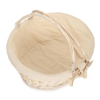 Whitewash Swing Handle Wicker Shopping Basket with White Lining