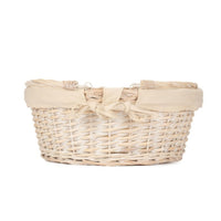 Whitewash Swing Handle Wicker Shopping Basket with White Lining