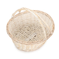 Unlined Whitewash Swing Handle Wicker Shopping Basket
