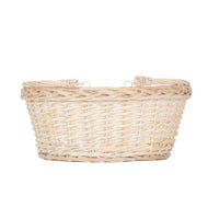 Unlined Whitewash Swing Handle Wicker Shopping Basket