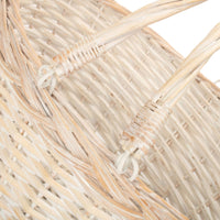 Unlined Whitewash Swing Handle Wicker Shopping Basket