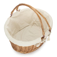 Lined Double Steamed Wicker Shopping Basket With Swing Handles