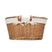 Lined Double Steamed Wicker Shopping Basket With Swing Handles