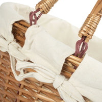 Lined Double Steamed Wicker Shopping Basket With Swing Handles