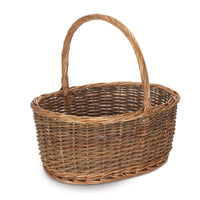 Red Hamper Oval Unpeeled Willow Shopping Basket