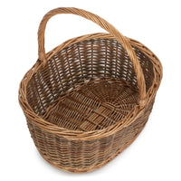 Red Hamper Oval Unpeeled Willow Shopping Basket