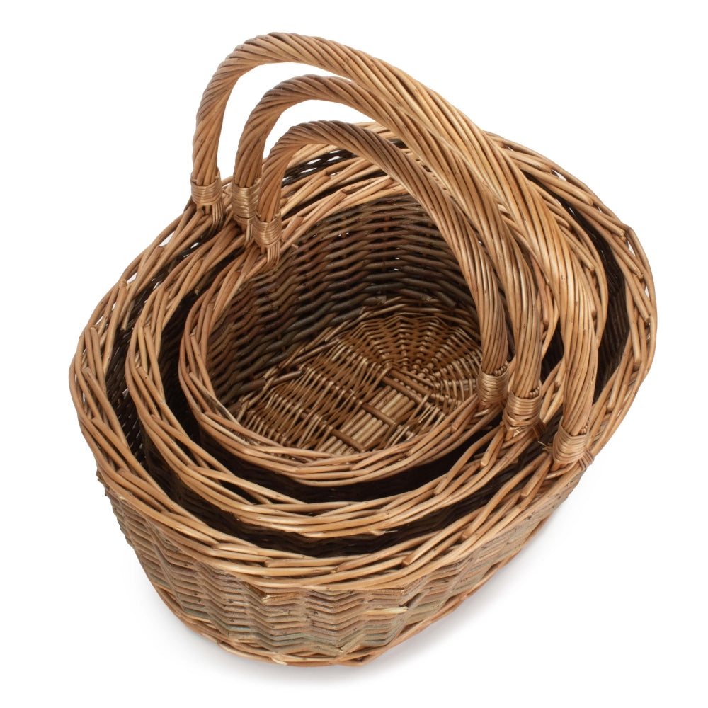 Red Hamper Oval Unpeeled Willow Shopping Basket