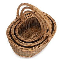 Red Hamper Oval Unpeeled Willow Shopping Basket