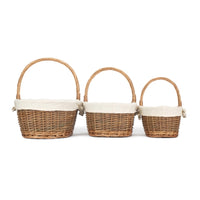 Red Hamper Oval Unpeeled Willow Shopping Basket With White Lining