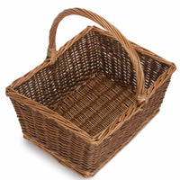Red Hamper Rectangular Unpeeled Willow Shopping Basket
