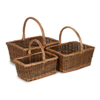 Red Hamper Rectangular Unpeeled Willow Shopping Basket
