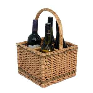 Red Hamper Full buff Unpeeled Wicker Drinks Basket