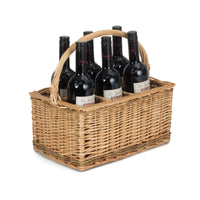 Red Hamper Full buff Unpeeled Wicker Drinks Basket