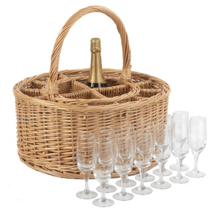 Red Hamper Garden Picnic Basket Complete with 12 Glasses