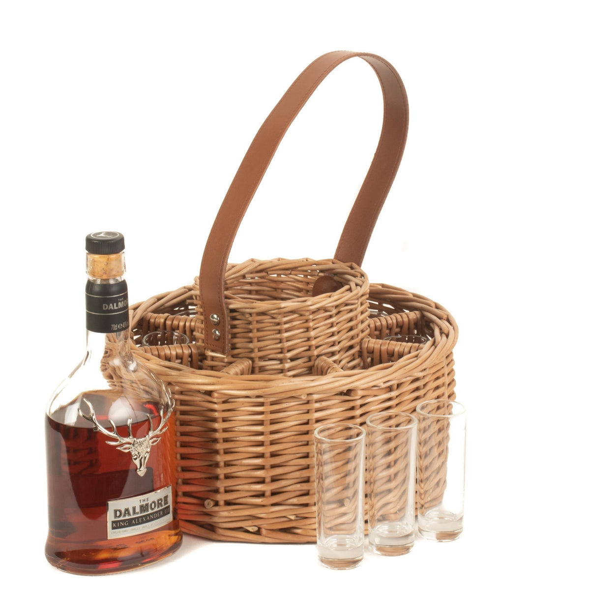 Red Hamper Round Wicker Whisky Celebration Drinks Carrier
