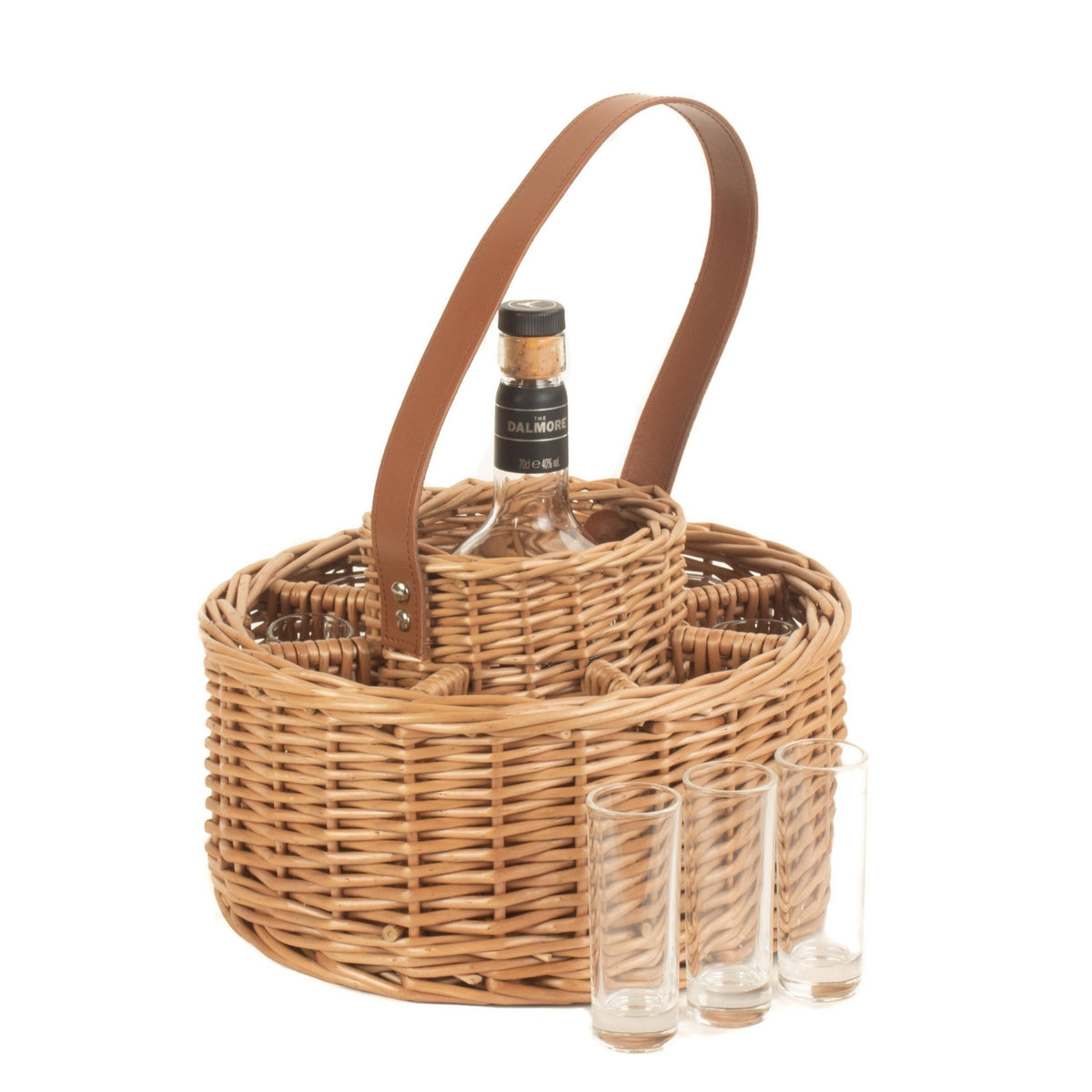 Red Hamper Round Wicker Whisky Celebration Drinks Carrier