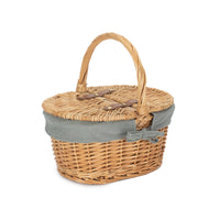 Red Hamper Child's Lined Oval Lidded Picnic Basket