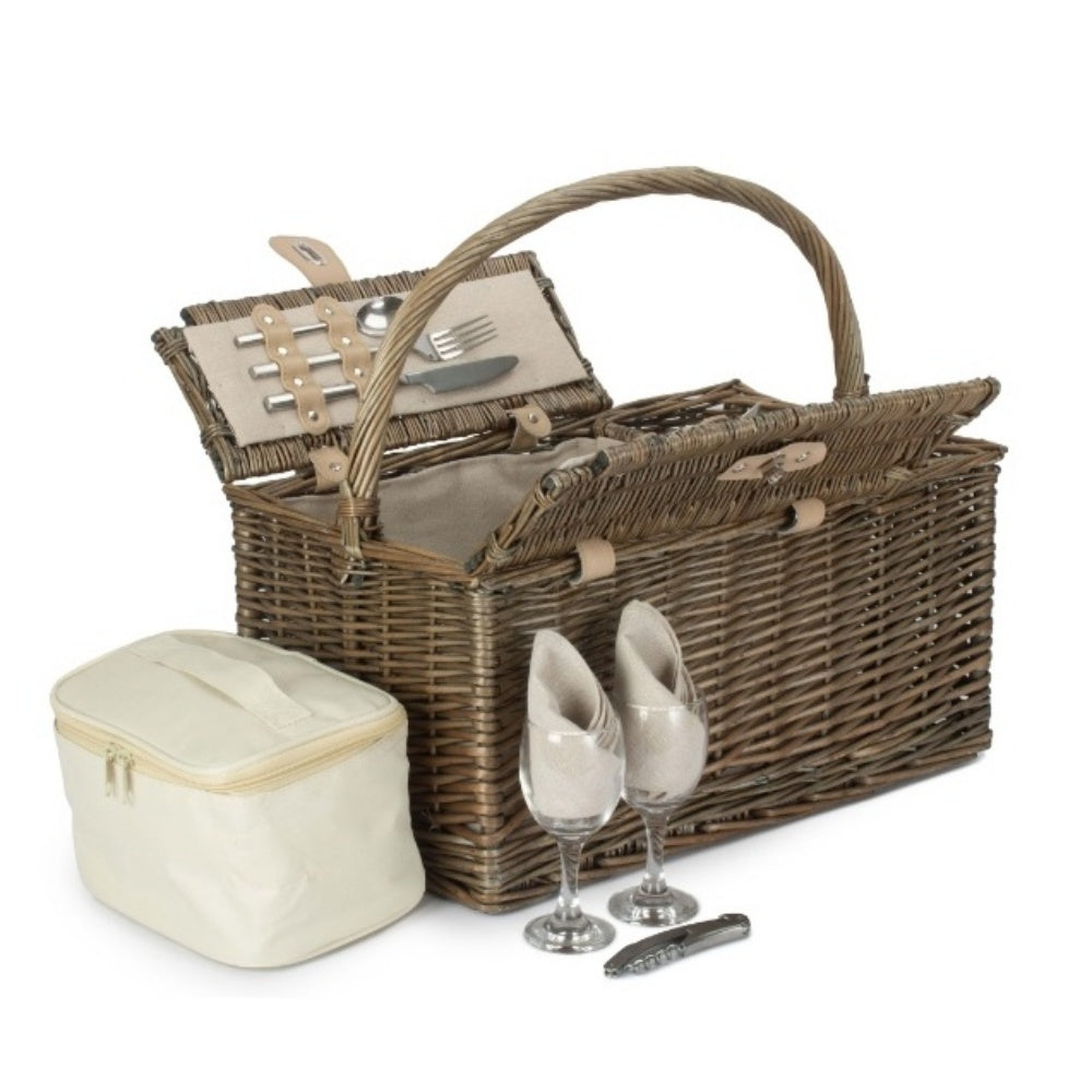 Panier de pique-nique de luxe rétro à double couvercle en osier pour 2 personnes | Panier rouge – Red Hamper Panier de pique-nique de luxe rétro à double couvercle en osier pour 2 personnes | Panier rouge – Red Hamper
