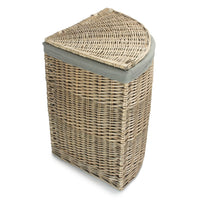 Red Hamper Antique Wash Corner Linen Basket with Grey Sage Lining
