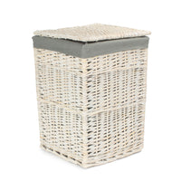 Red Hamper Square White Wash Laundry Hamper with Grey Sage Lining