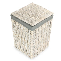 Red Hamper Square White Wash Laundry Hamper with Grey Sage Lining