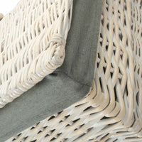 Red Hamper Square White Wash Laundry Hamper with Grey Sage Lining