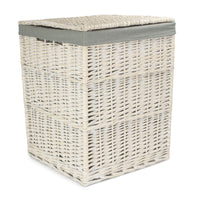Red Hamper Square White Wash Laundry Hamper with Grey Sage Lining