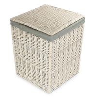 Red Hamper Square White Wash Laundry Hamper with Grey Sage Lining