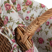 Red Hamper Rectangular Unpeeled Willow Shopping Basket With Garden Rose Lining