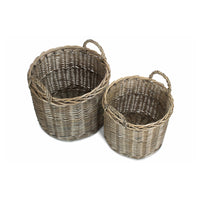 Round Lined Straight-Sided Wicker Log Storage Basket