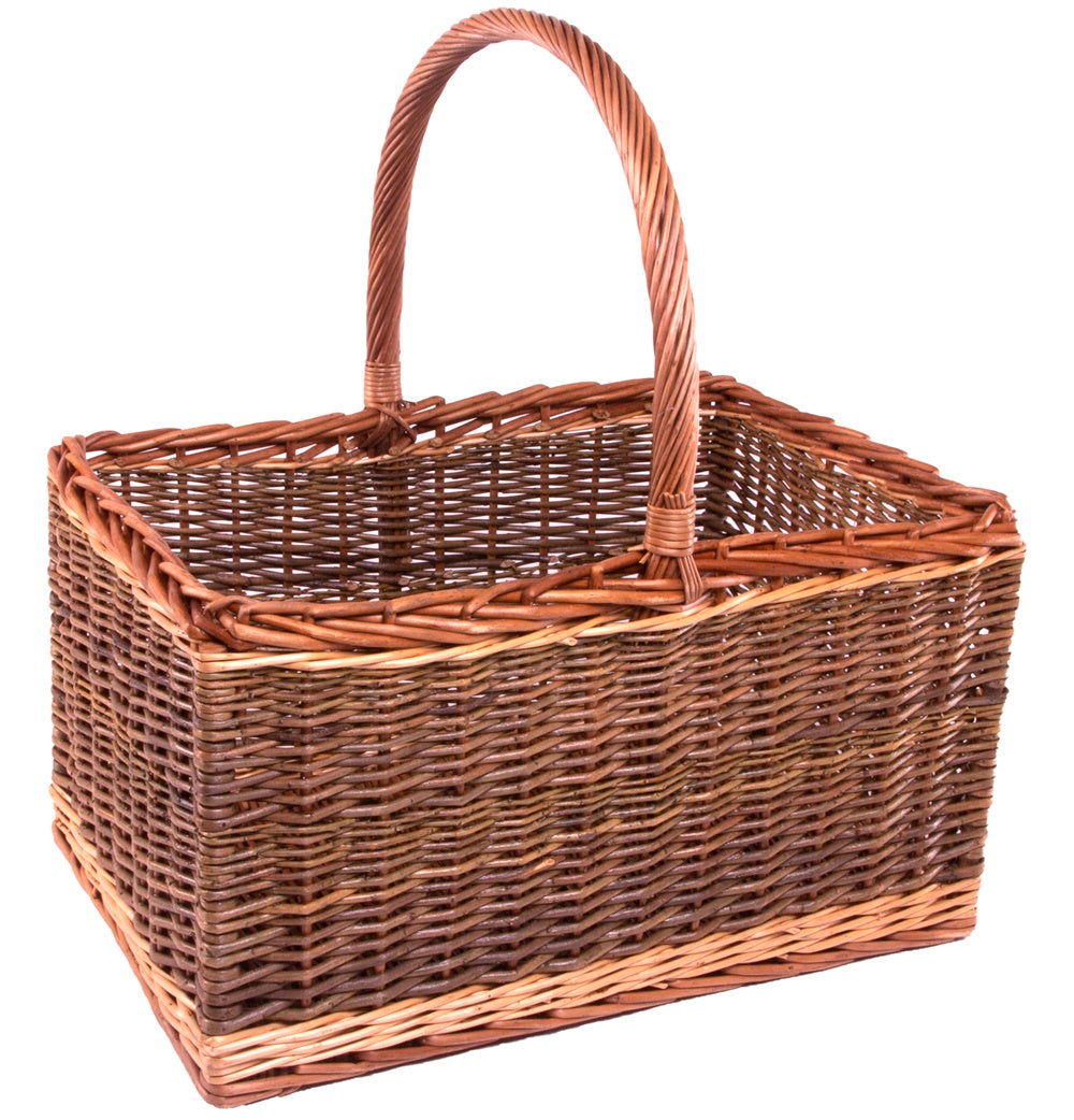 Red Hamper Bakers Shopping Basket Green Finish