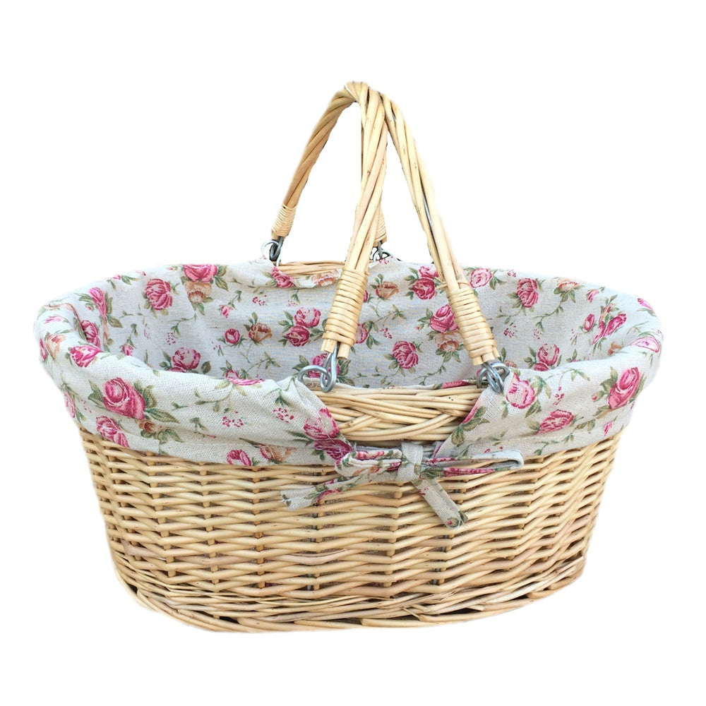 Red Hamper Large Swing Handle Wicker Shopping Basket