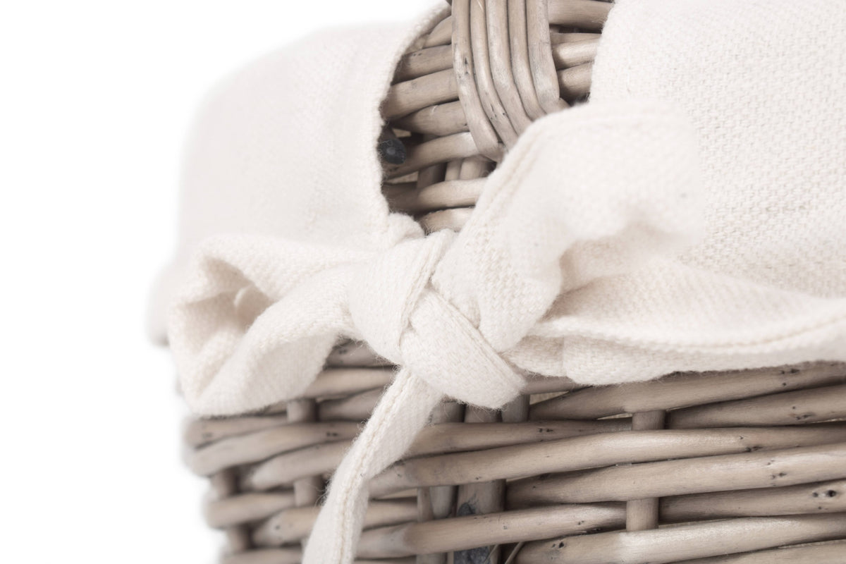 Red Hamper Lined Antique Wash Wicker Bathroom Shopping Basket