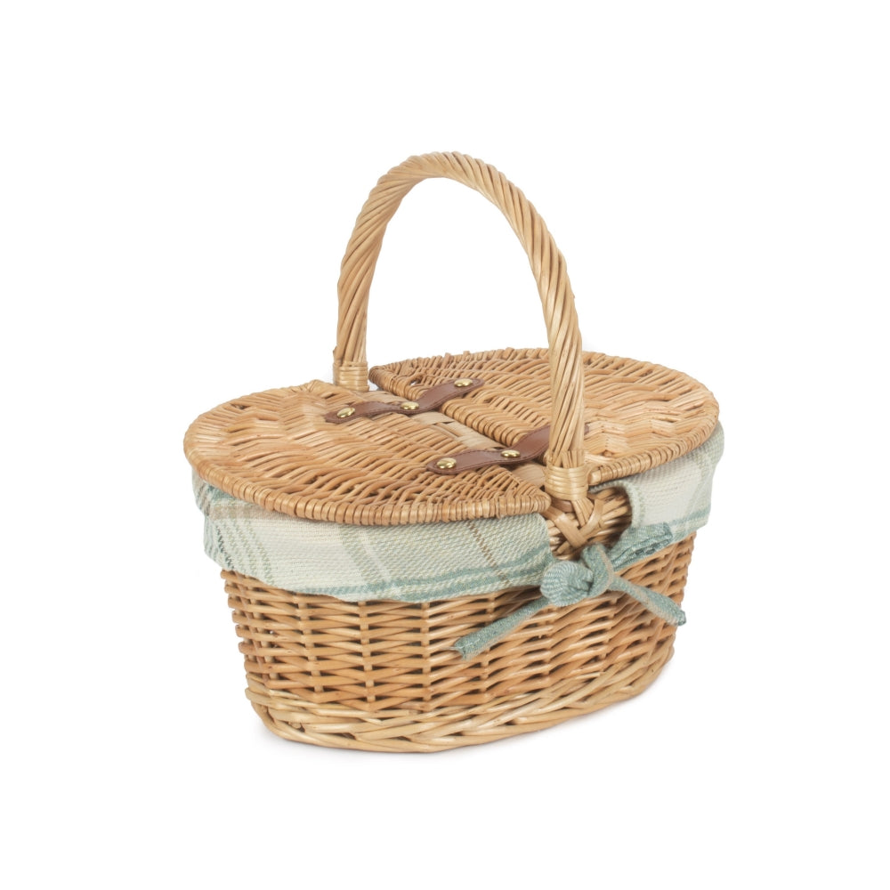 Red Hamper Child's Lined Oval Lidded Picnic Basket