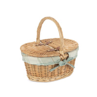 Red Hamper Child's Lined Oval Lidded Picnic Basket