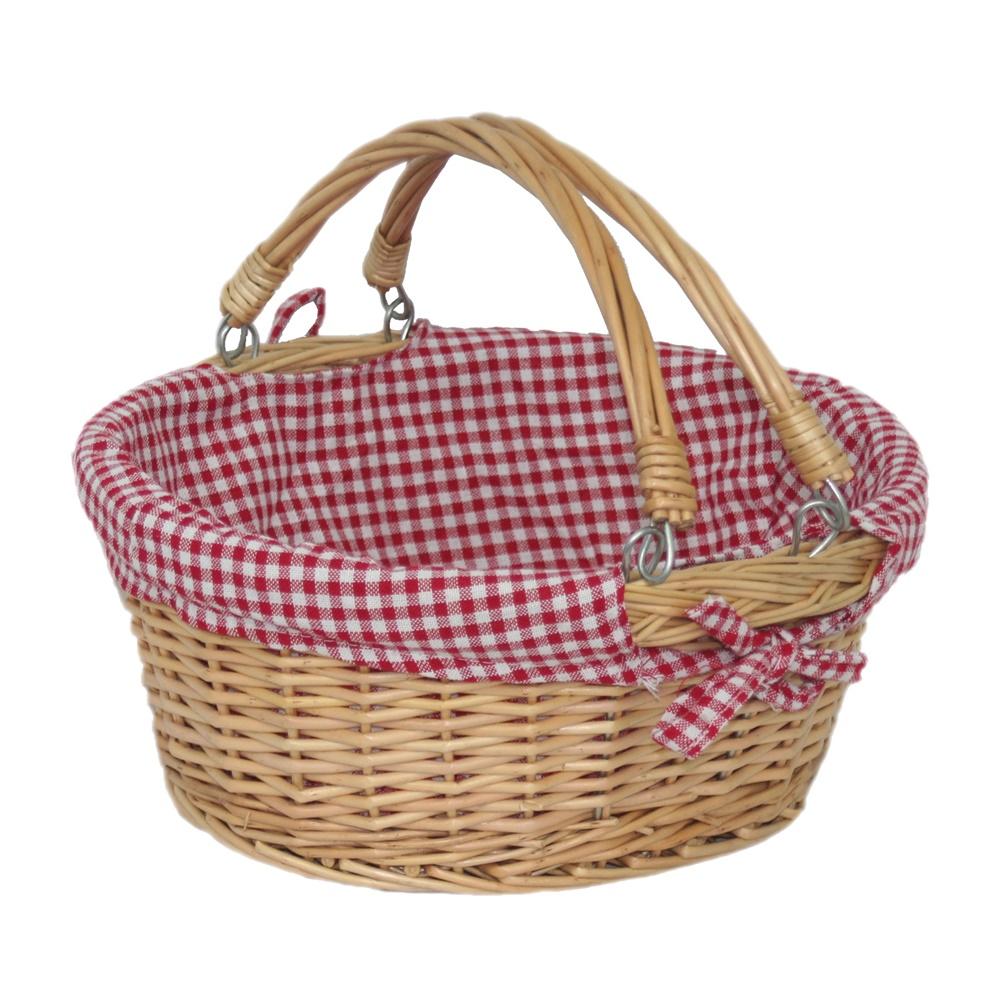 Red Hamper Large Swing Handle Wicker Shopping Basket