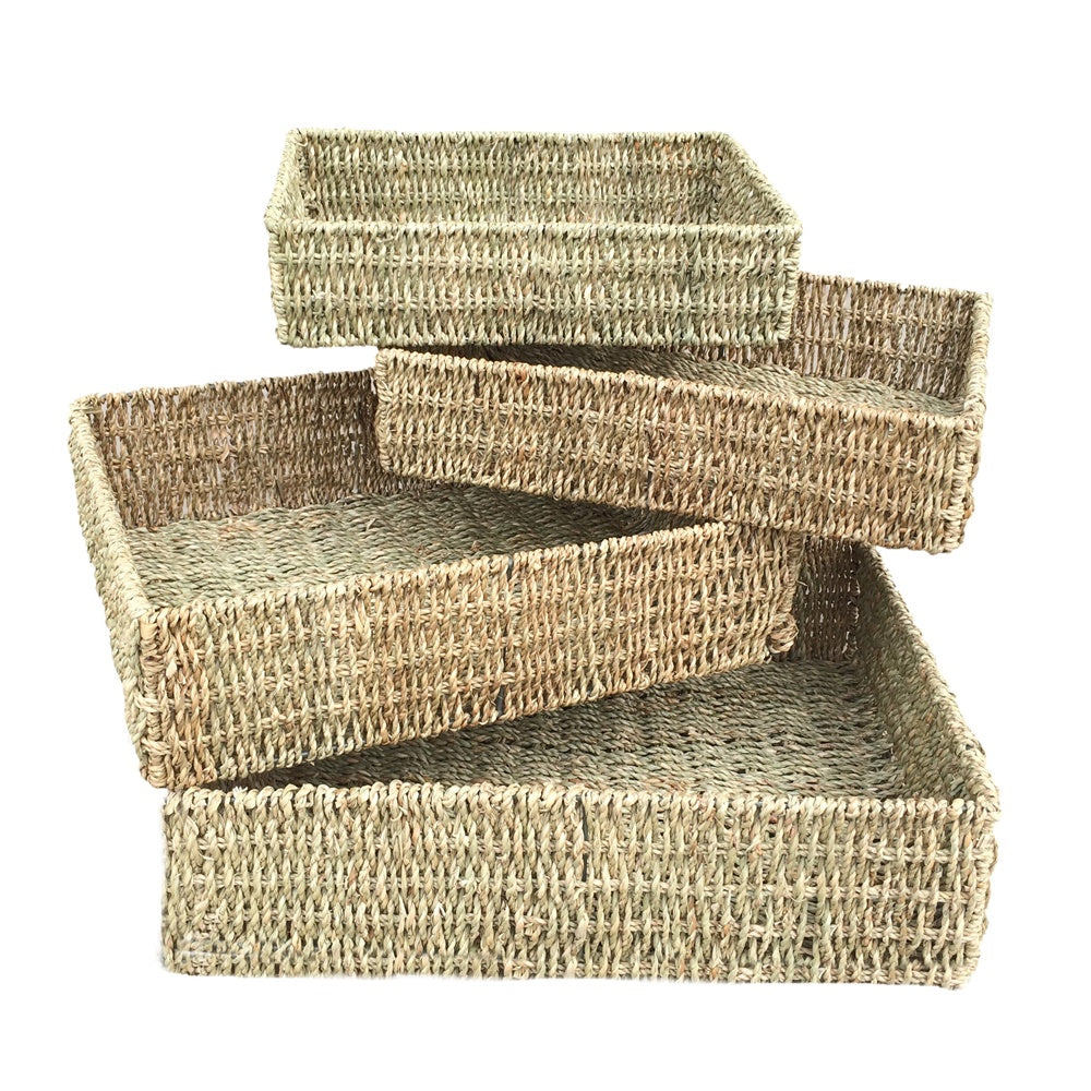 Red Hamper Unlined Rectangular Seagrass Tray