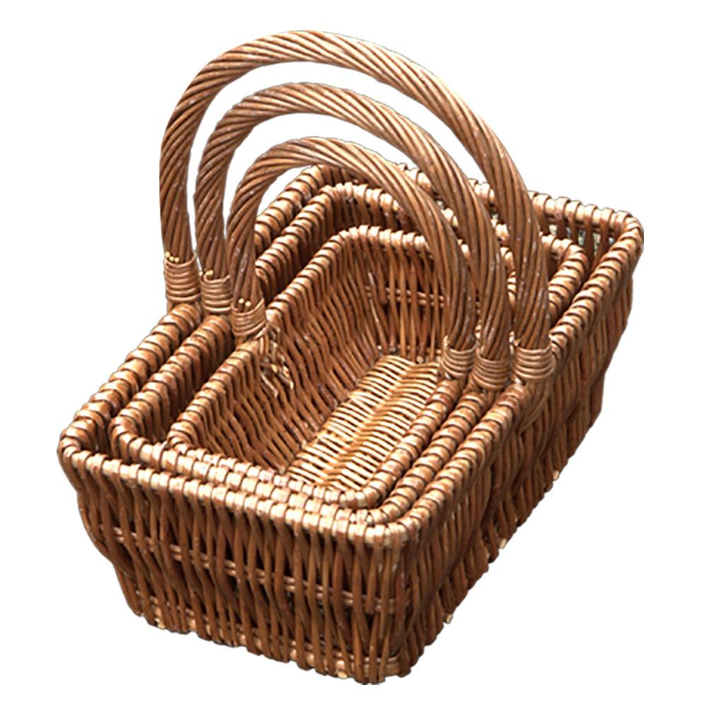 Red Hamper Set of 3 Rectangular Gift Shopping Baskets