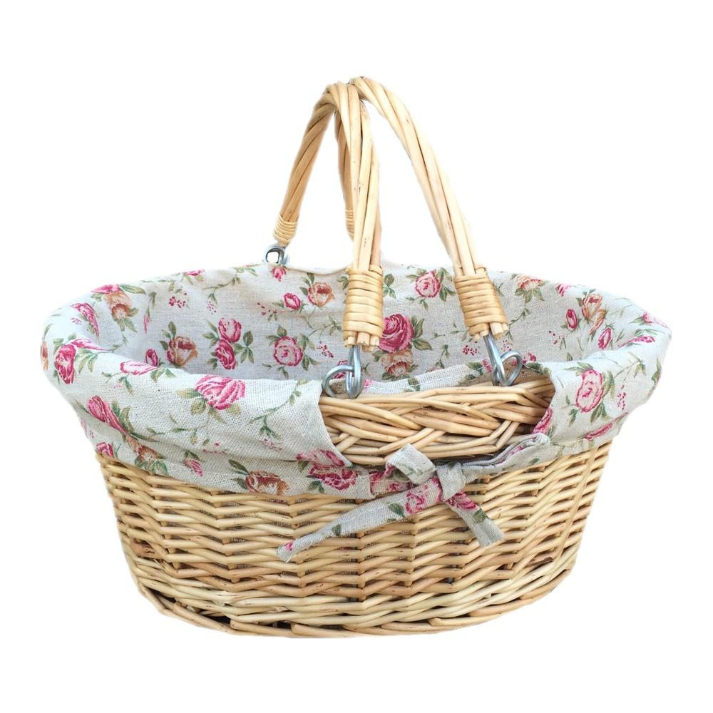 Red Hamper Small Swing Handle Wicker Shopping Basket