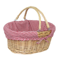 Red Hamper Small Swing Handle Wicker Shopping Basket