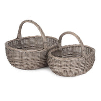Red Hamper Unlined Antique Wash Wicker Bathroom Shopping Basket