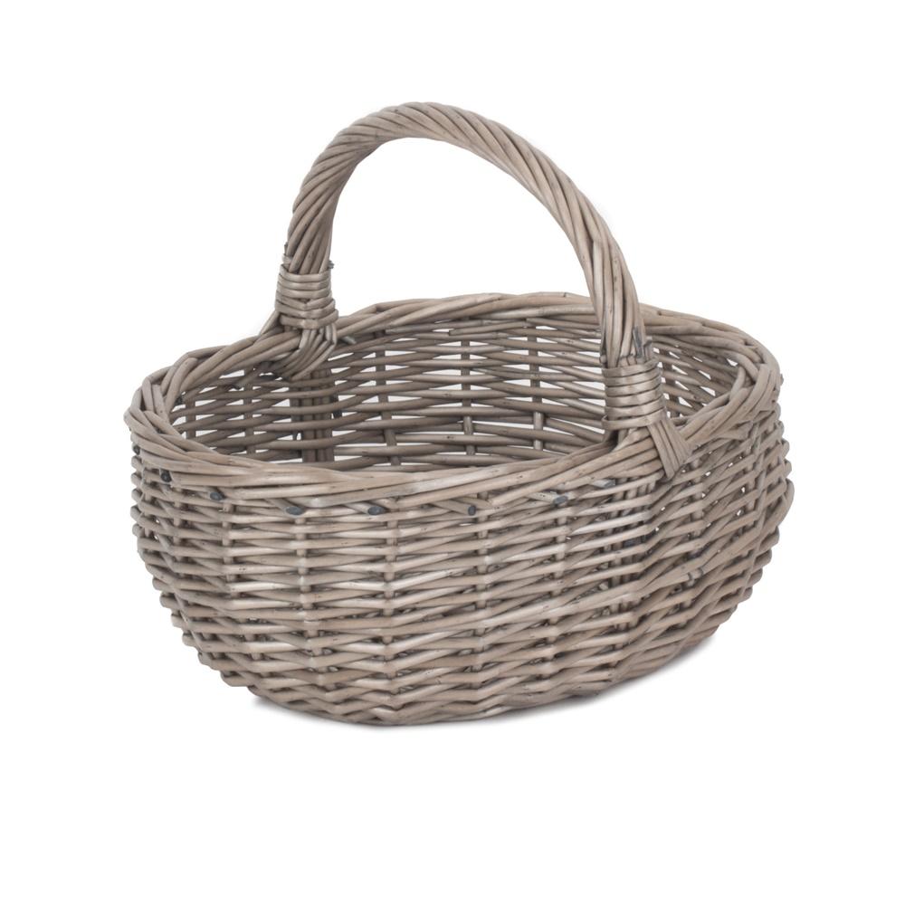 Red Hamper Unlined Antique Wash Wicker Bathroom Shopping Basket
