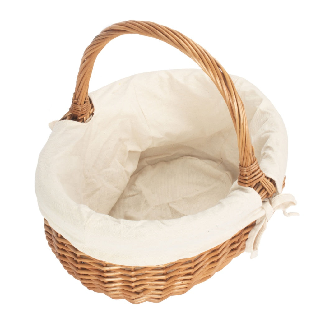 Red Hamper Deluxe Wicker Shopping Basket With White Lining