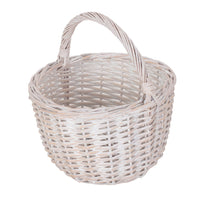 Red Hamper Round White Wash Wicker Shopping Basket