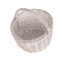 Red Hamper Round White Wash Wicker Shopping Basket