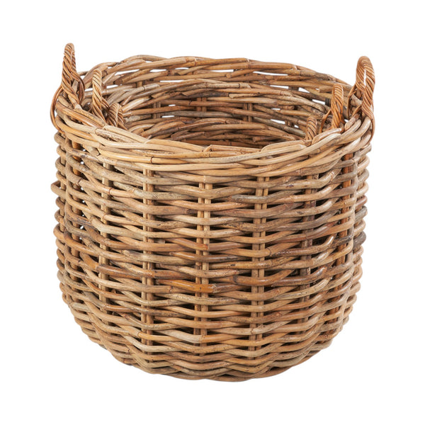 Set of 3 Chunky Rattan Round Logs Baskets