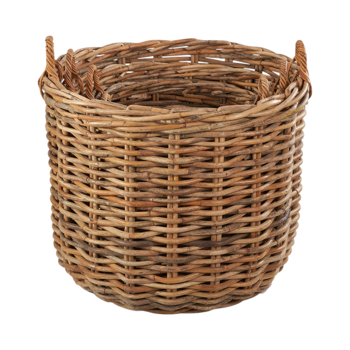 Set of 4 Chunky Rattan Round Logs Baskets